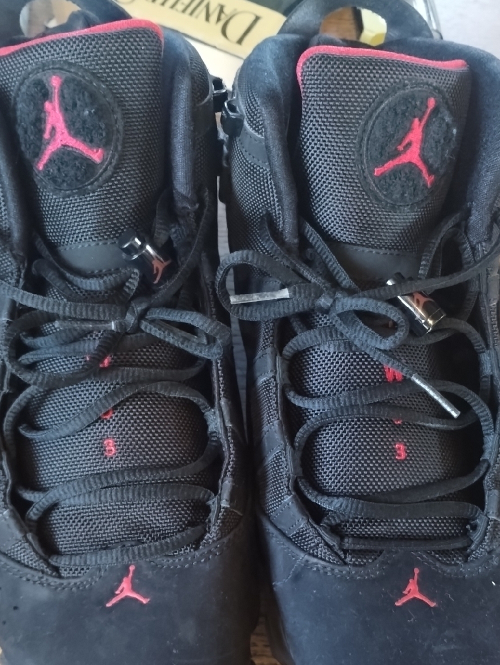Nike Black and Red Jordan Six High-Top Sneakers